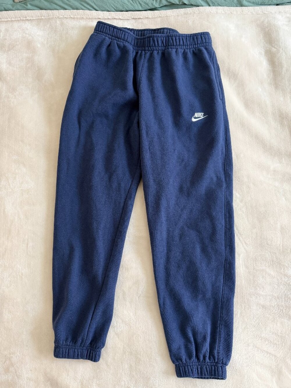 Nike Mens M Navy Fleece Jogger Sweatpants Swoosh Athletic Casual Athleisure